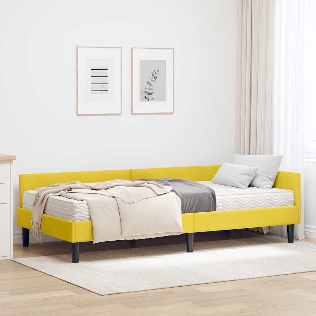 vidaXL Hoekbedframe met Matras Anders 2 pcs Blauw Fluweel