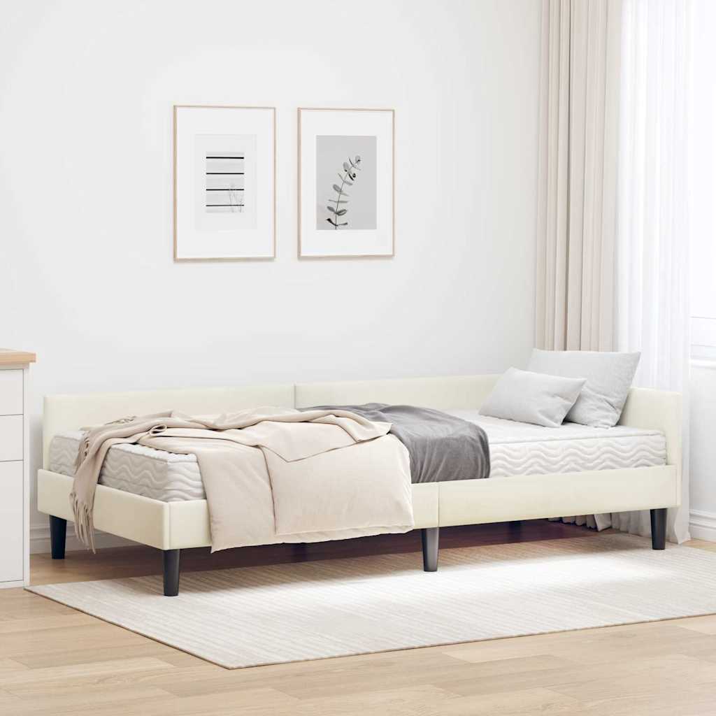 vidaXL Hoekbedframe met Matras Anders 2 pcs Blauw Fluweel