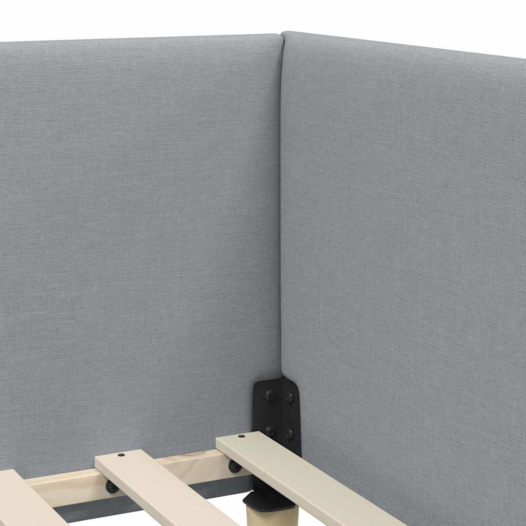 vidaXL Hoekbedframe met Matras Anders 2 pcs Lichtgrijs Stof