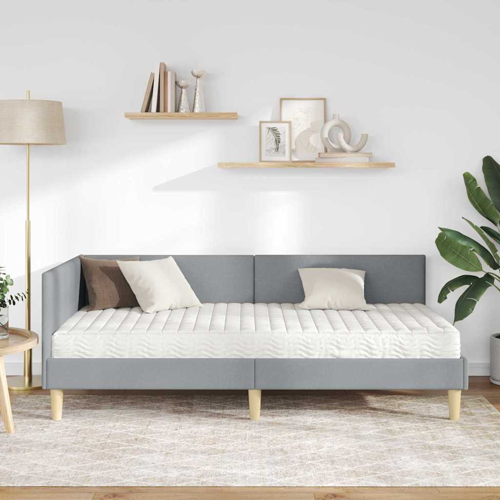 vidaXL Hoekbedframe met Matras Anders 2 pcs Lichtgrijs Stof
