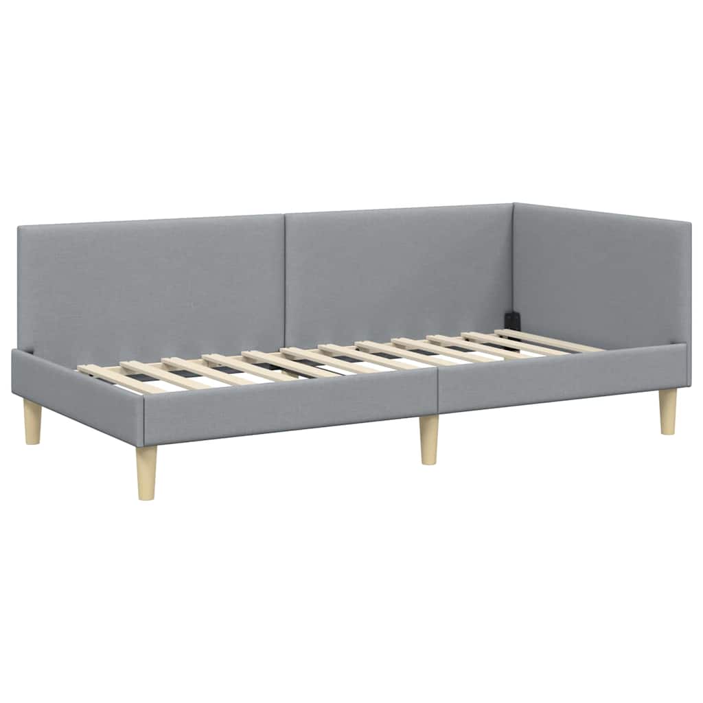 vidaXL Hoekbedframe met Matras Anders 2 pcs Lichtgrijs Stof