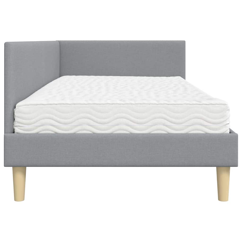 vidaXL Hoekbedframe met Matras Anders 2 pcs Lichtgrijs Stof