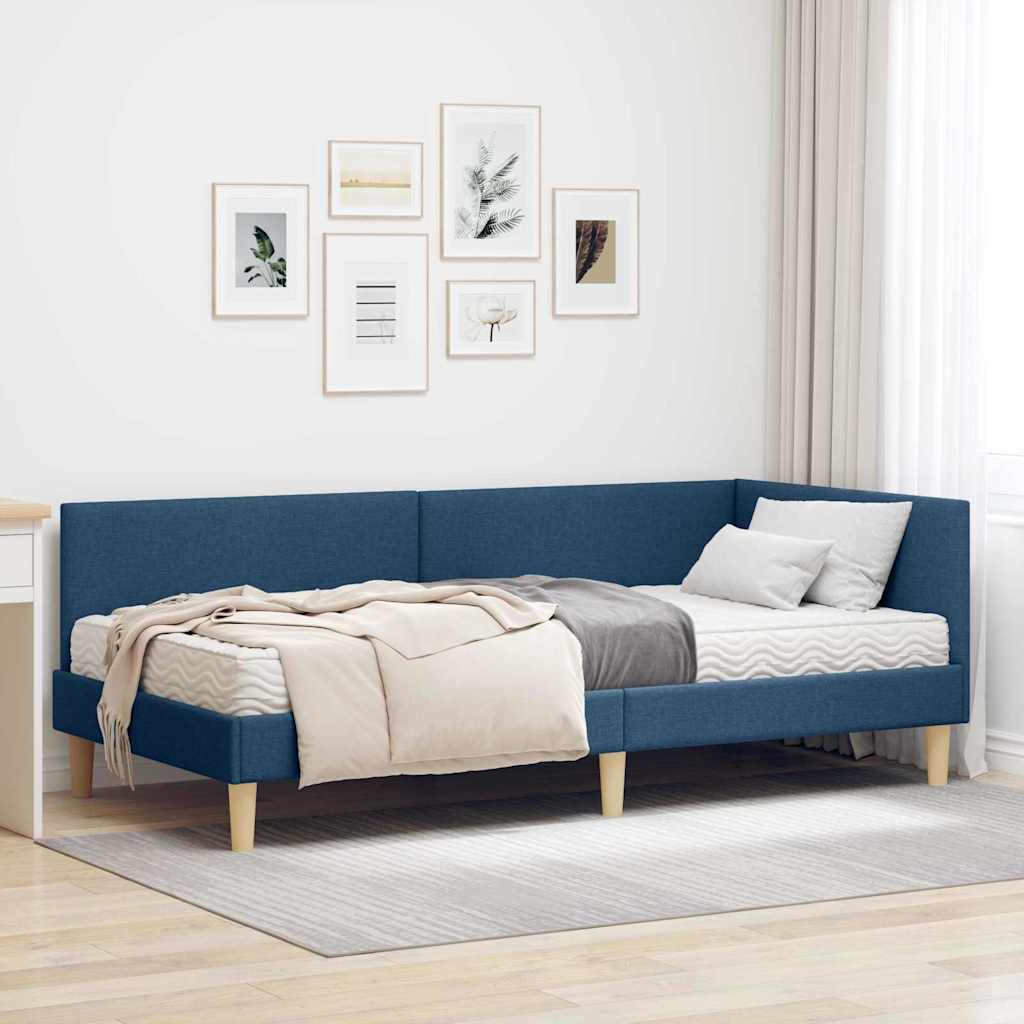 vidaXL Hoekbedframe met Matras Anders 2 pcs Lichtgrijs Stof
