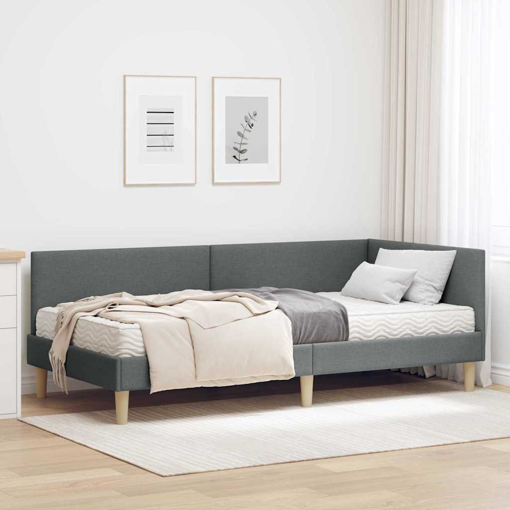 vidaXL Hoekbedframe met Matras Anders 2 pcs Lichtgrijs Stof