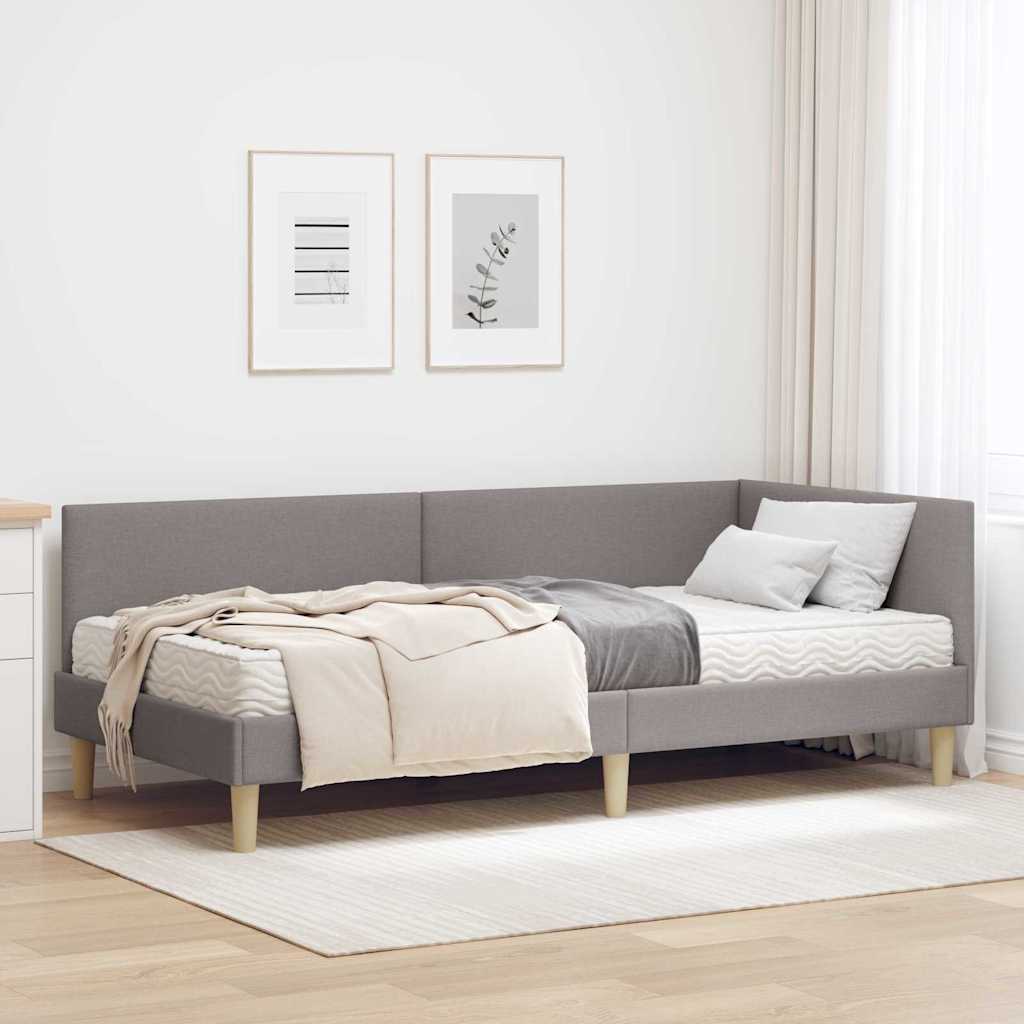 vidaXL Hoekbedframe met Matras Anders 2 pcs Lichtgrijs Stof