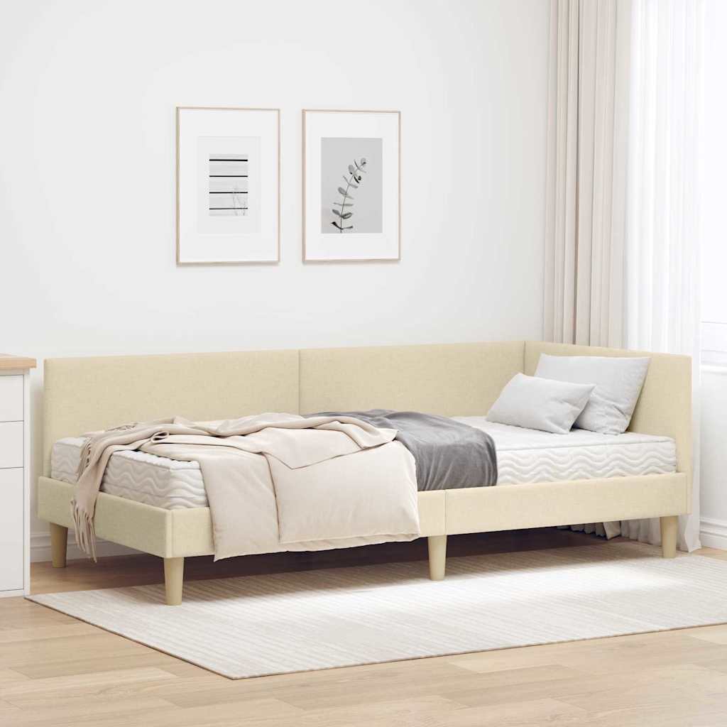 vidaXL Hoekbedframe met Matras Anders 2 pcs Lichtgrijs Stof