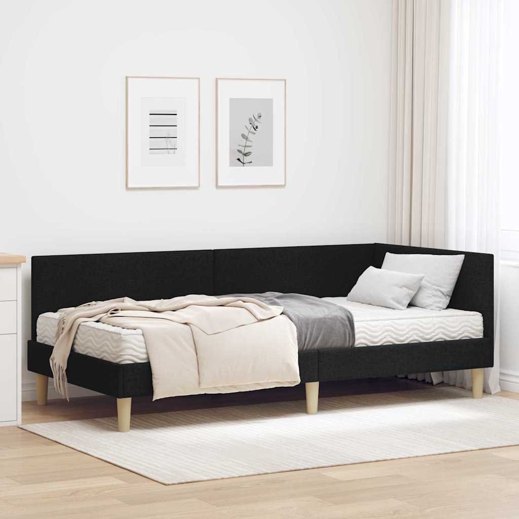 vidaXL Hoekbedframe met Matras Anders 2 pcs Lichtgrijs Stof