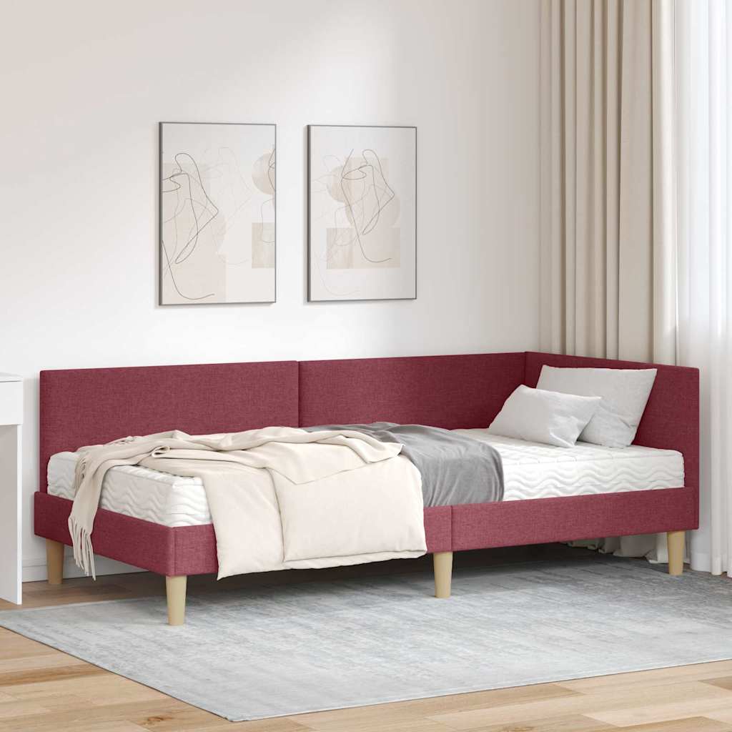 vidaXL Hoekbedframe met Matras Anders 2 pcs Lichtgrijs Stof