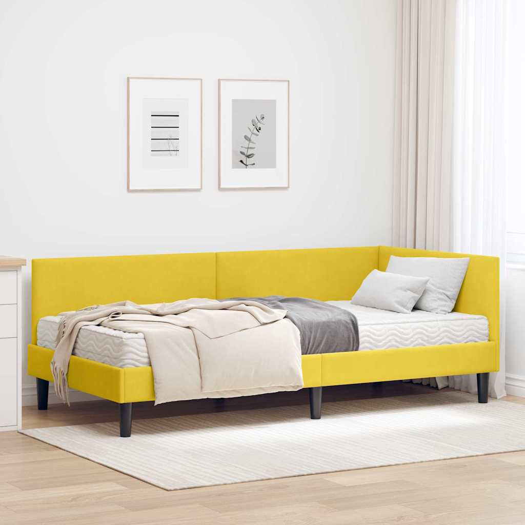 vidaXL Hoekbedframe met Matras Anders 2 pcs Blauw Fluweel