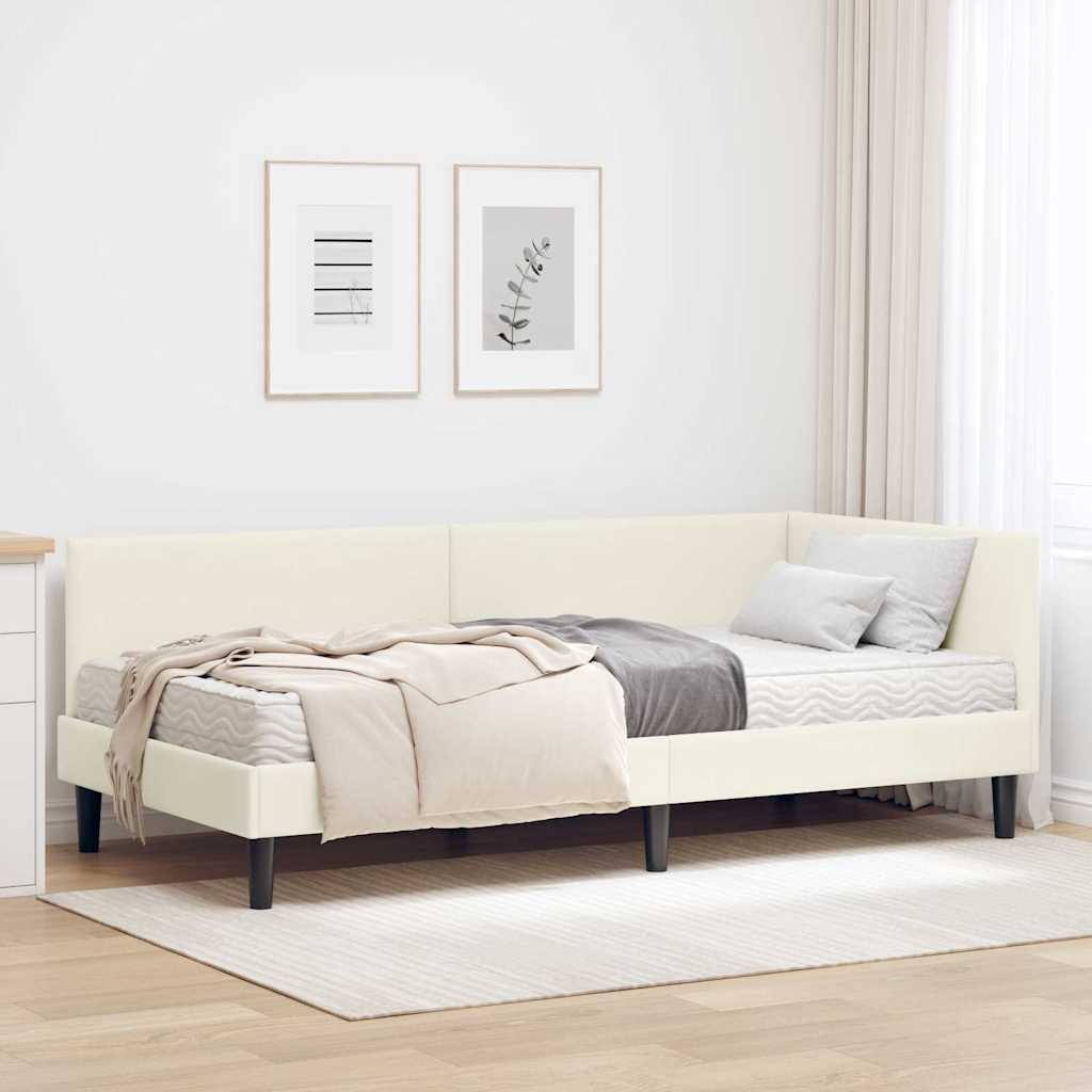 vidaXL Hoekbedframe met Matras Anders 2 pcs Blauw Fluweel