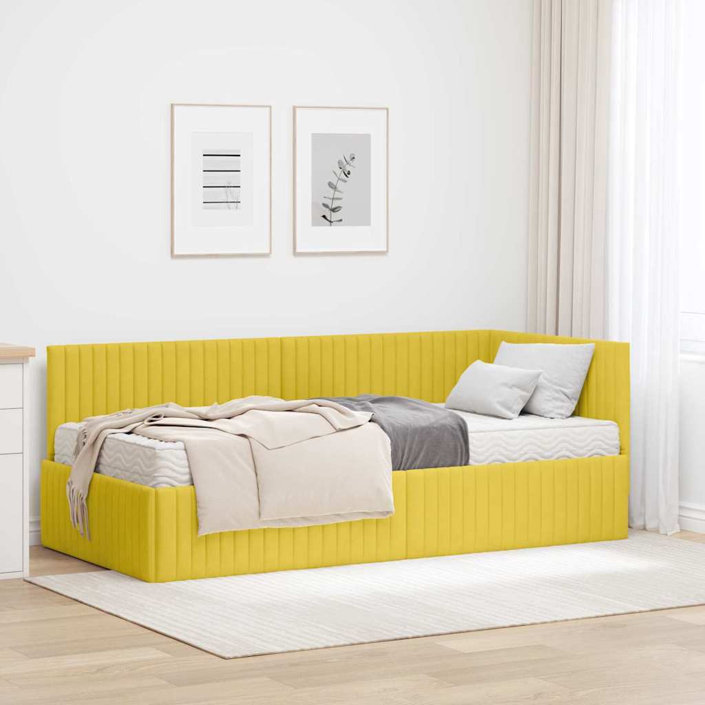 vidaXL Hoekbedframe met Matras met hoofdeinde 2 pcs Blauw Fluweel