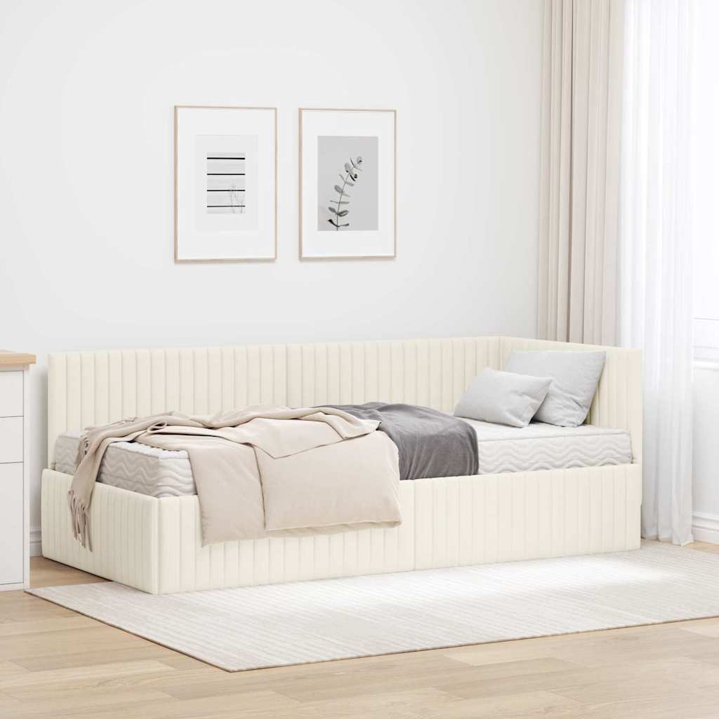 vidaXL Hoekbedframe met Matras met hoofdeinde 2 pcs Blauw Fluweel