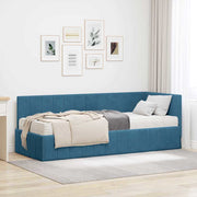 vidaXL Hoekbedframe met matras Blauw 80 x 200 cm Fluweel