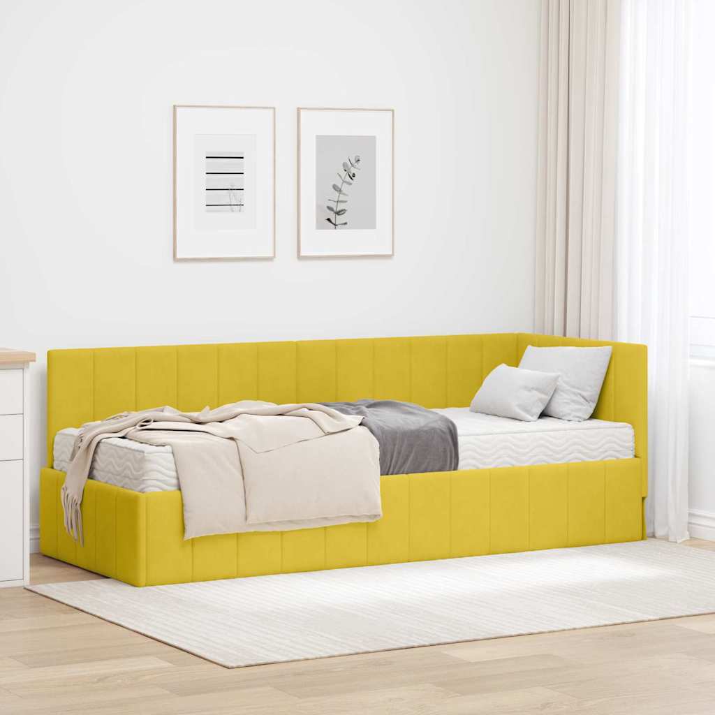 vidaXL Hoekbedframe met matras Blauw 80 x 200 cm Fluweel