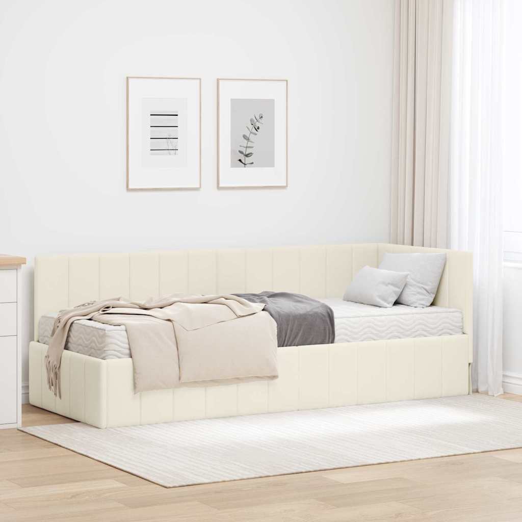 vidaXL Hoekbedframe met matras Blauw 80 x 200 cm Fluweel