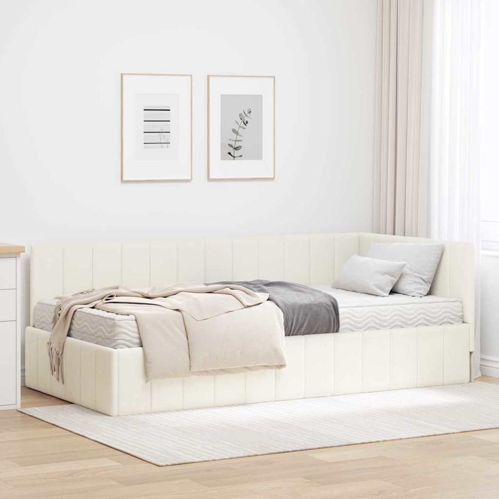 vidaXL Hoekbedframe met matras Blauw 80 x 200 cm Fluweel