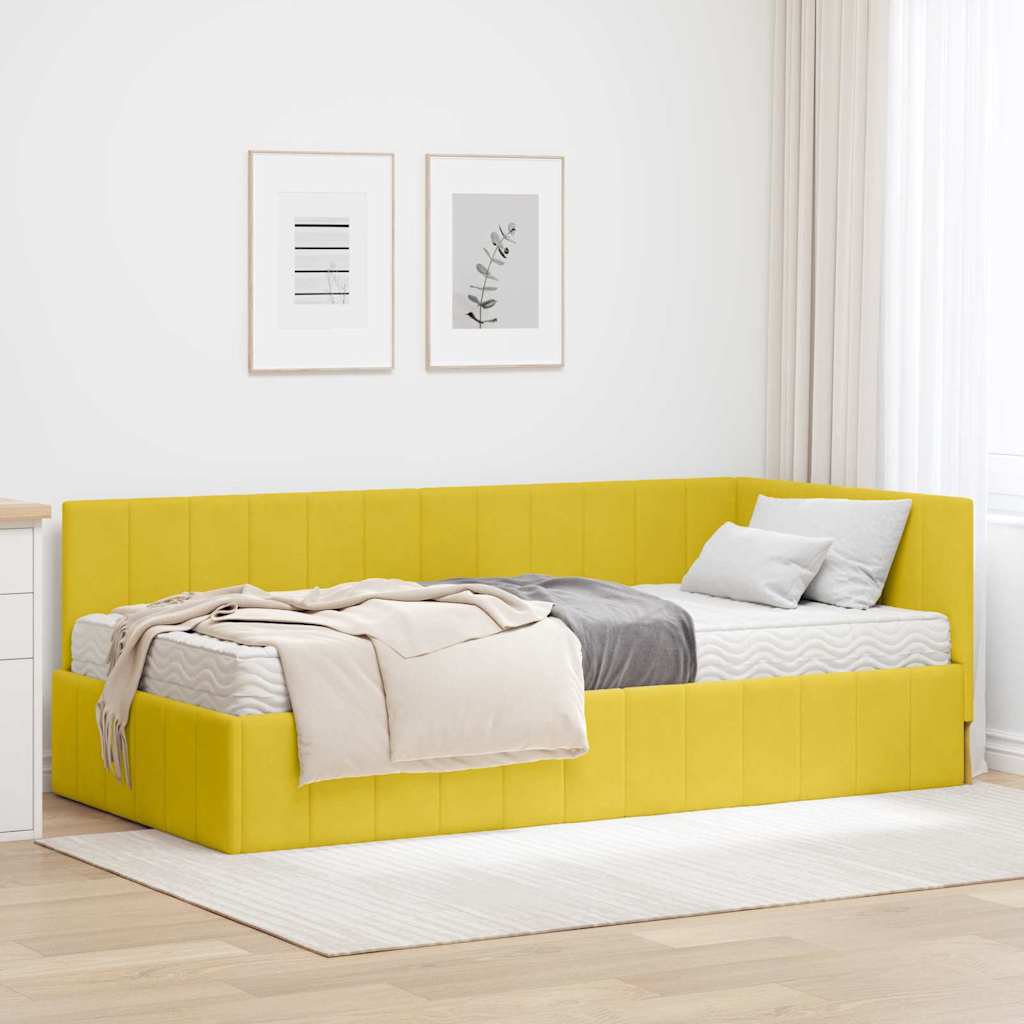 vidaXL Hoekbedframe met matras Blauw 80 x 200 cm Fluweel