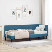 vidaXL Hoekbedframe met matras Blauw 80 x 200 cm Fluweel