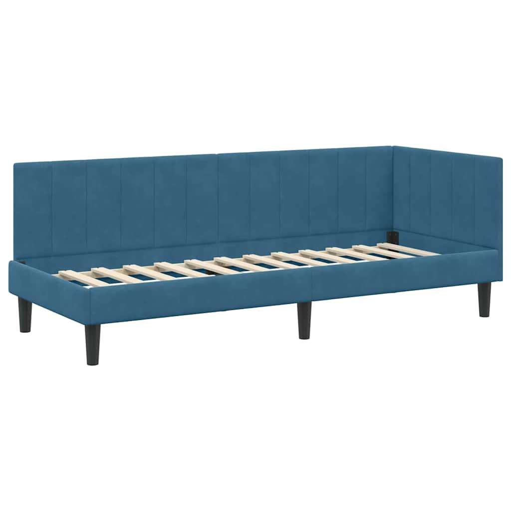 vidaXL Hoekbedframe met matras Blauw 80 x 200 cm Fluweel