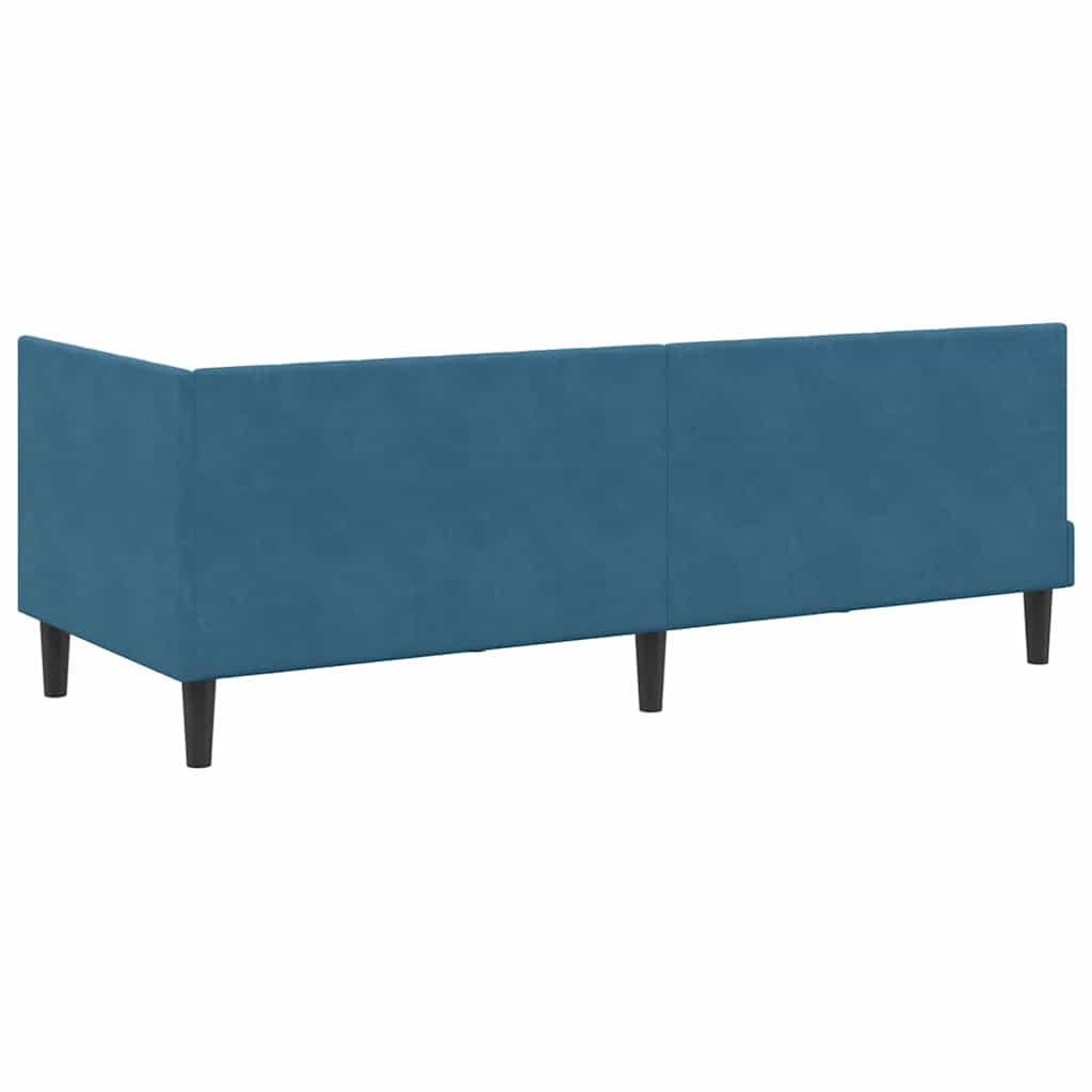 vidaXL Hoekbedframe met matras Blauw 80 x 200 cm Fluweel