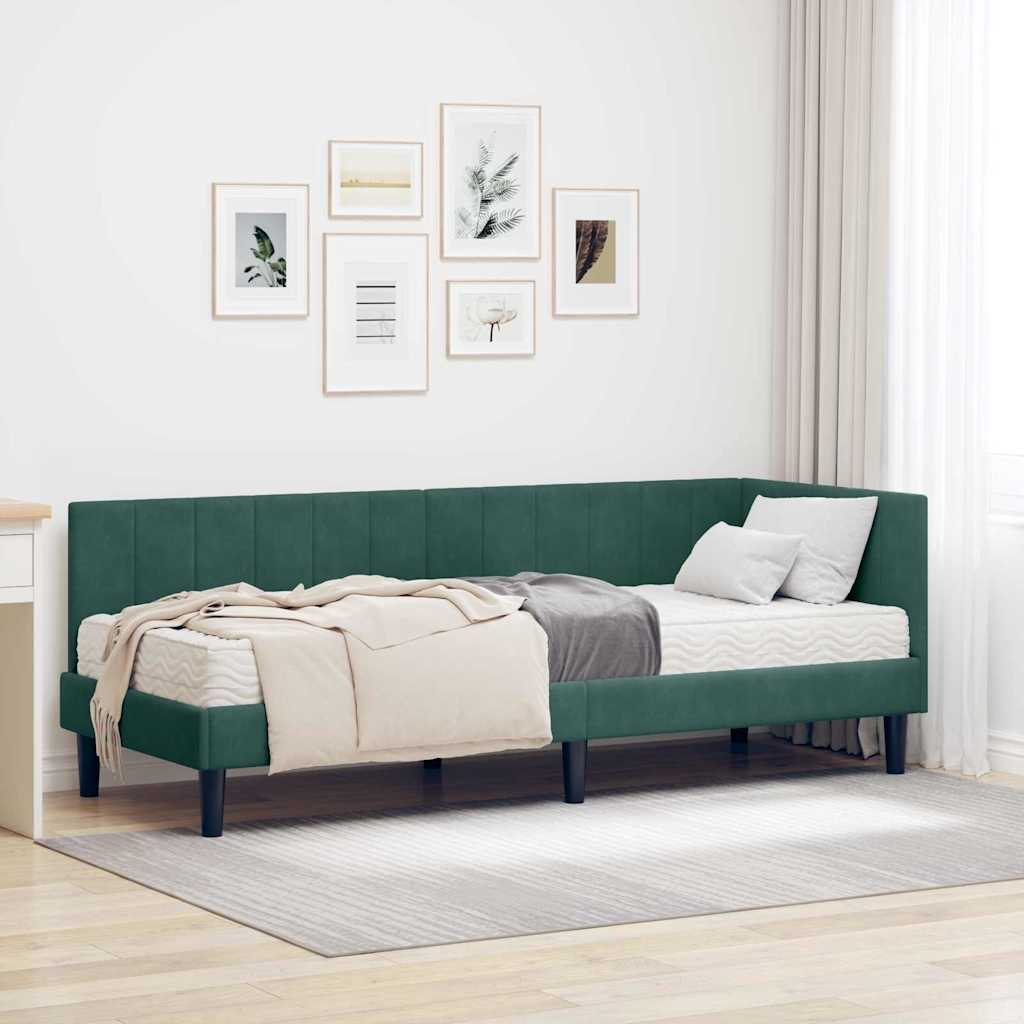 vidaXL Hoekbedframe met matras Blauw 80 x 200 cm Fluweel