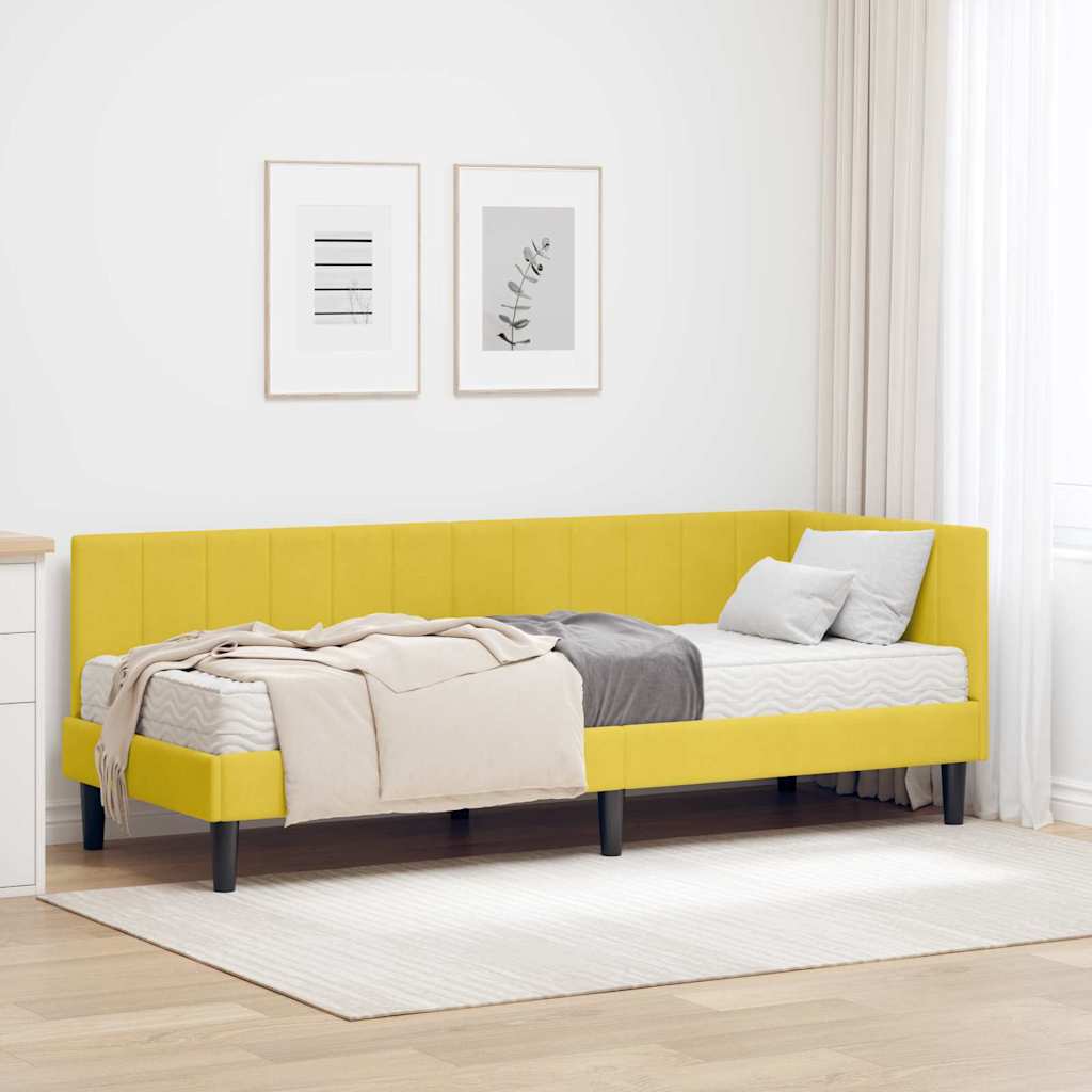 vidaXL Hoekbedframe met matras Blauw 80 x 200 cm Fluweel