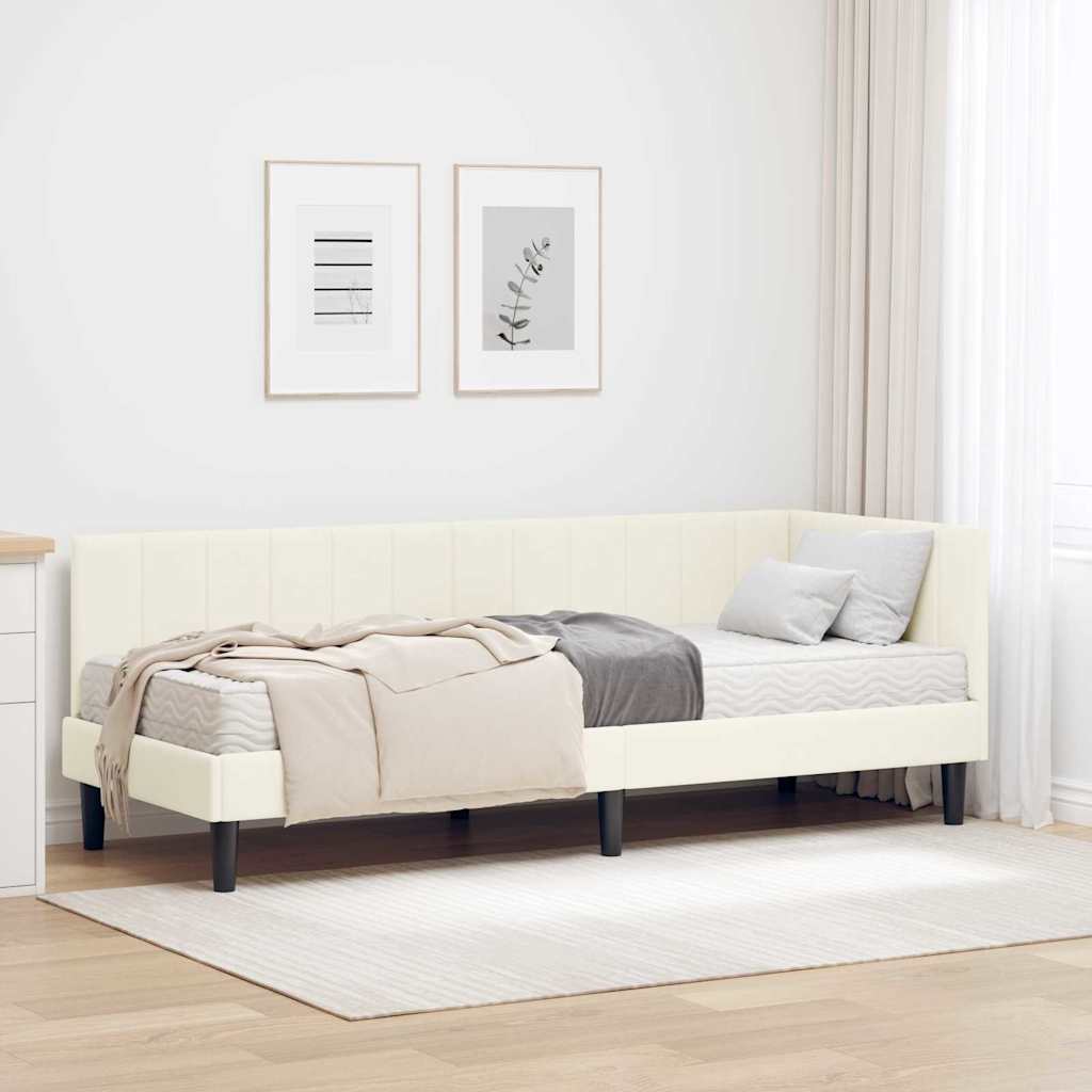 vidaXL Hoekbedframe met matras Blauw 80 x 200 cm Fluweel
