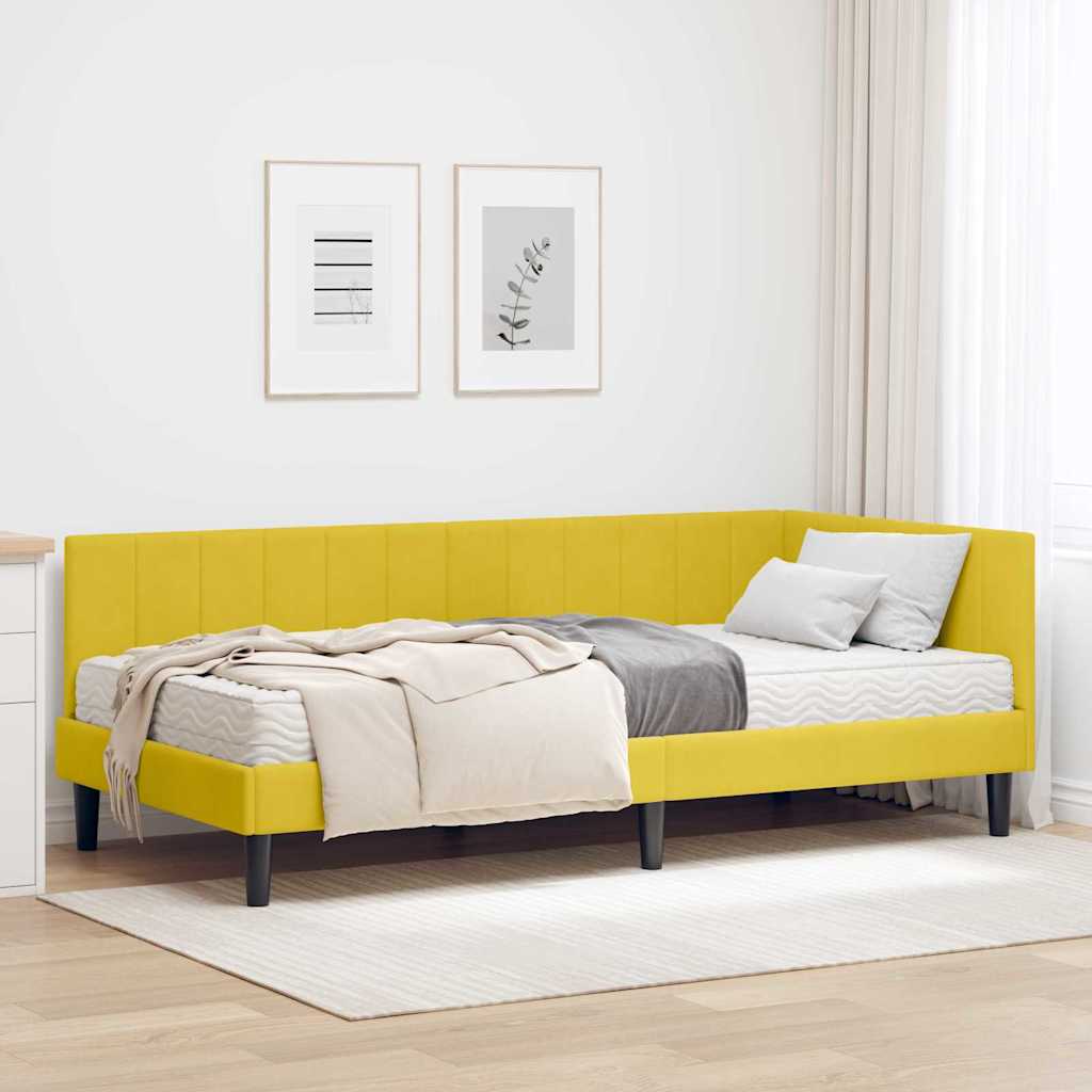 vidaXL Hoekbedframe met matras Blauw 80 x 200 cm Fluweel