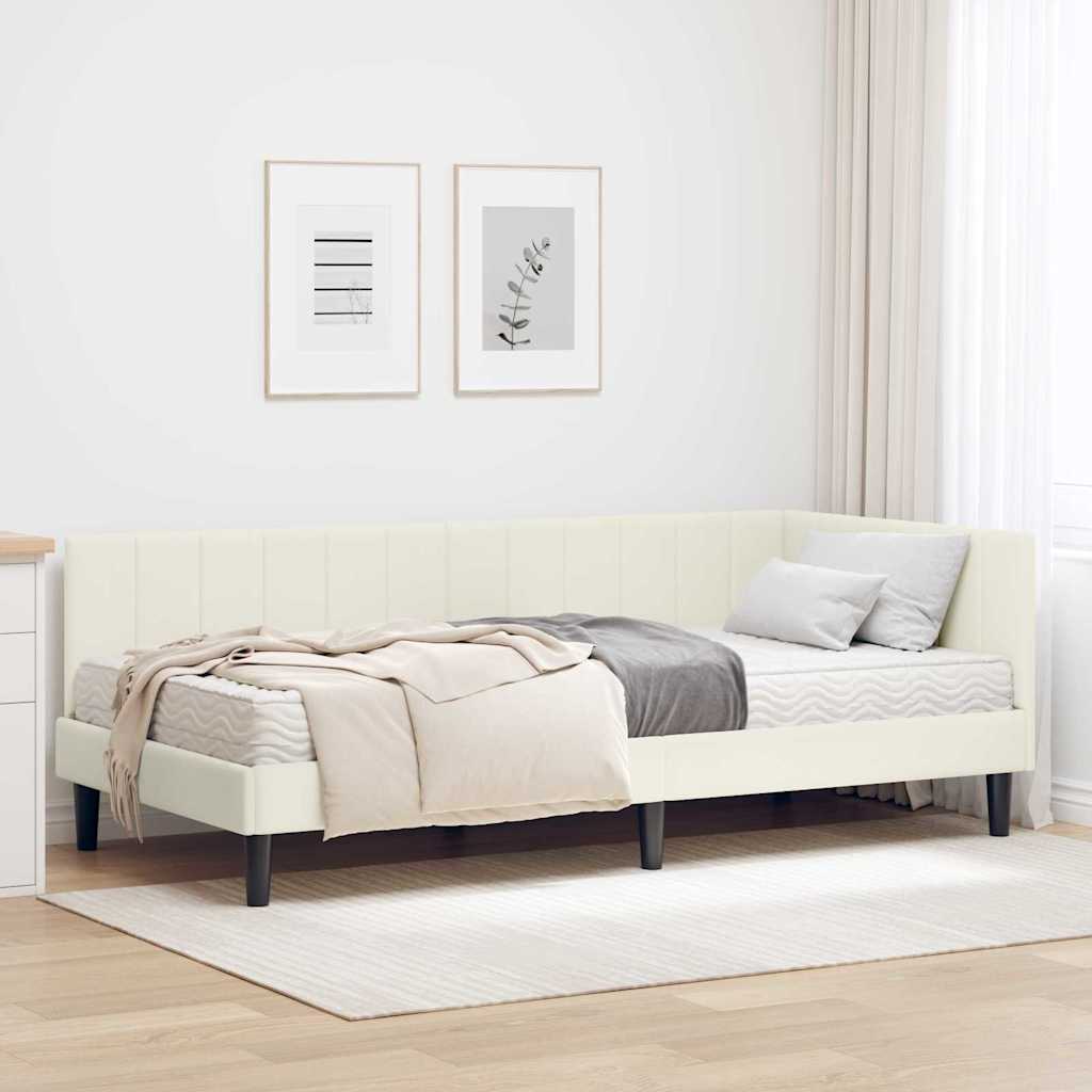 vidaXL Hoekbedframe met matras Blauw 80 x 200 cm Fluweel