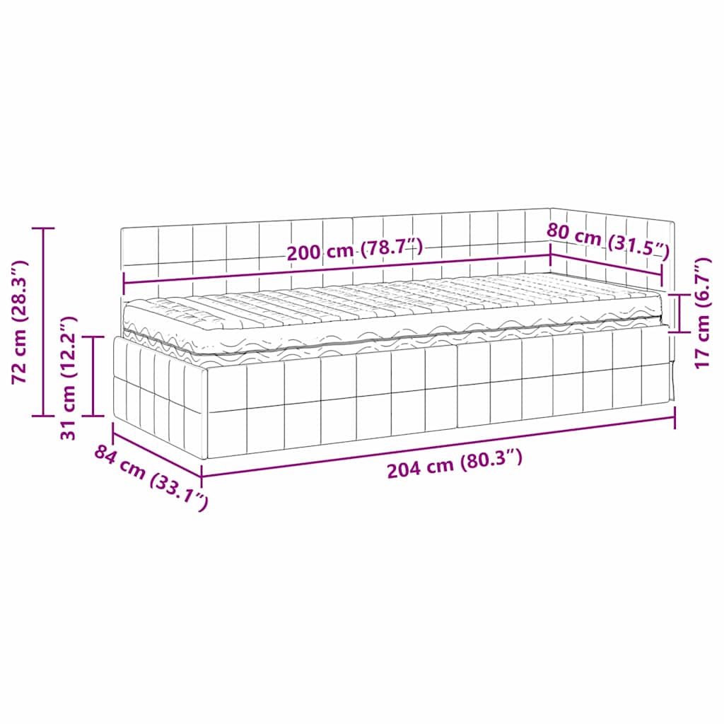 vidaXL Hoekbedframe met Matras met hoofdeinde 2 pcs Blauw Fluweel