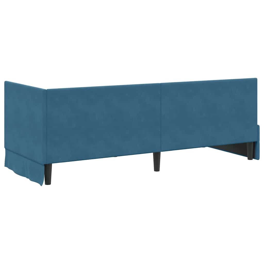 vidaXL Hoekbedframe met Matras met hoofdeinde 2 pcs Blauw Fluweel