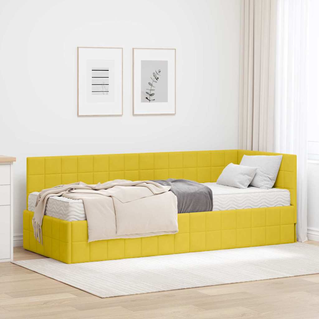 vidaXL Hoekbedframe met Matras met hoofdeinde 2 pcs Blauw Fluweel