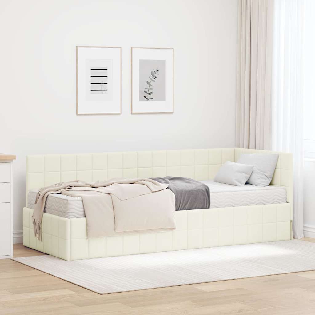 vidaXL Hoekbedframe met Matras met hoofdeinde 2 pcs Blauw Fluweel