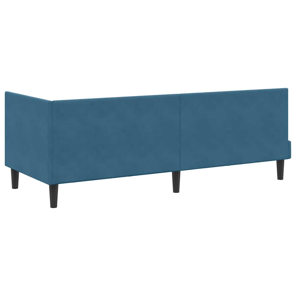 vidaXL Hoekbedframe met Matras met hoofdeinde 2 pcs Blauw Fluweel