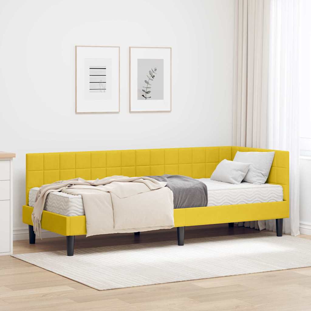 vidaXL Hoekbedframe met Matras met hoofdeinde 2 pcs Blauw Fluweel