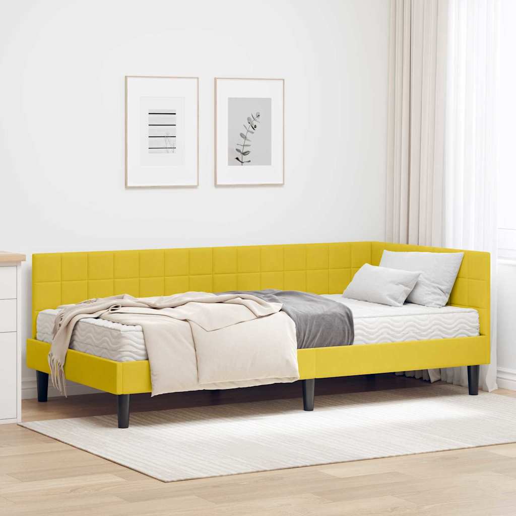 vidaXL Hoekbedframe met Matras met hoofdeinde 2 pcs Blauw Fluweel