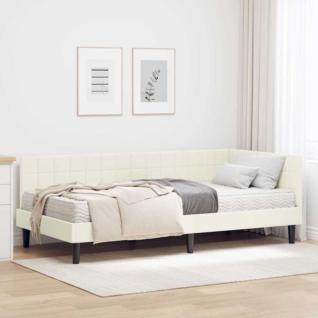 vidaXL Hoekbedframe met Matras met hoofdeinde 2 pcs Blauw Fluweel