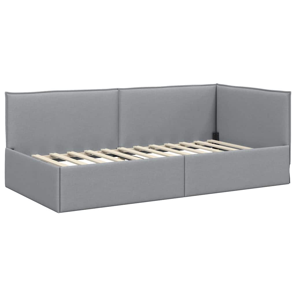 vidaXL Hoekbedframe met Matras met hoofdeinde 2 pcs Lichtgrijs Fluweel