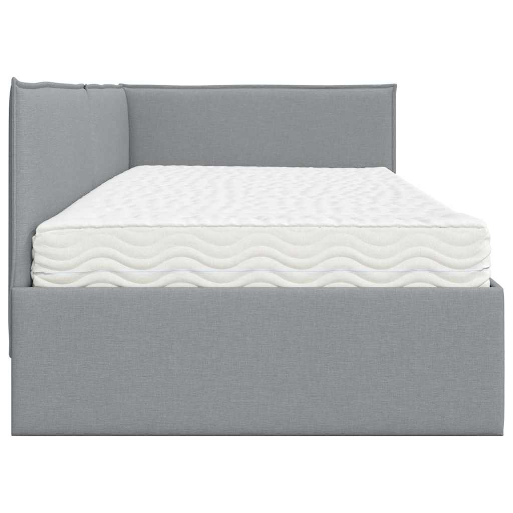 vidaXL Hoekbedframe met Matras met hoofdeinde 2 pcs Lichtgrijs Fluweel