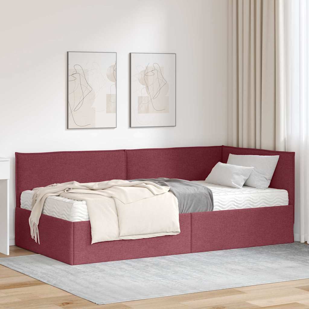 vidaXL Hoekbedframe met Matras met hoofdeinde 2 pcs Lichtgrijs Fluweel