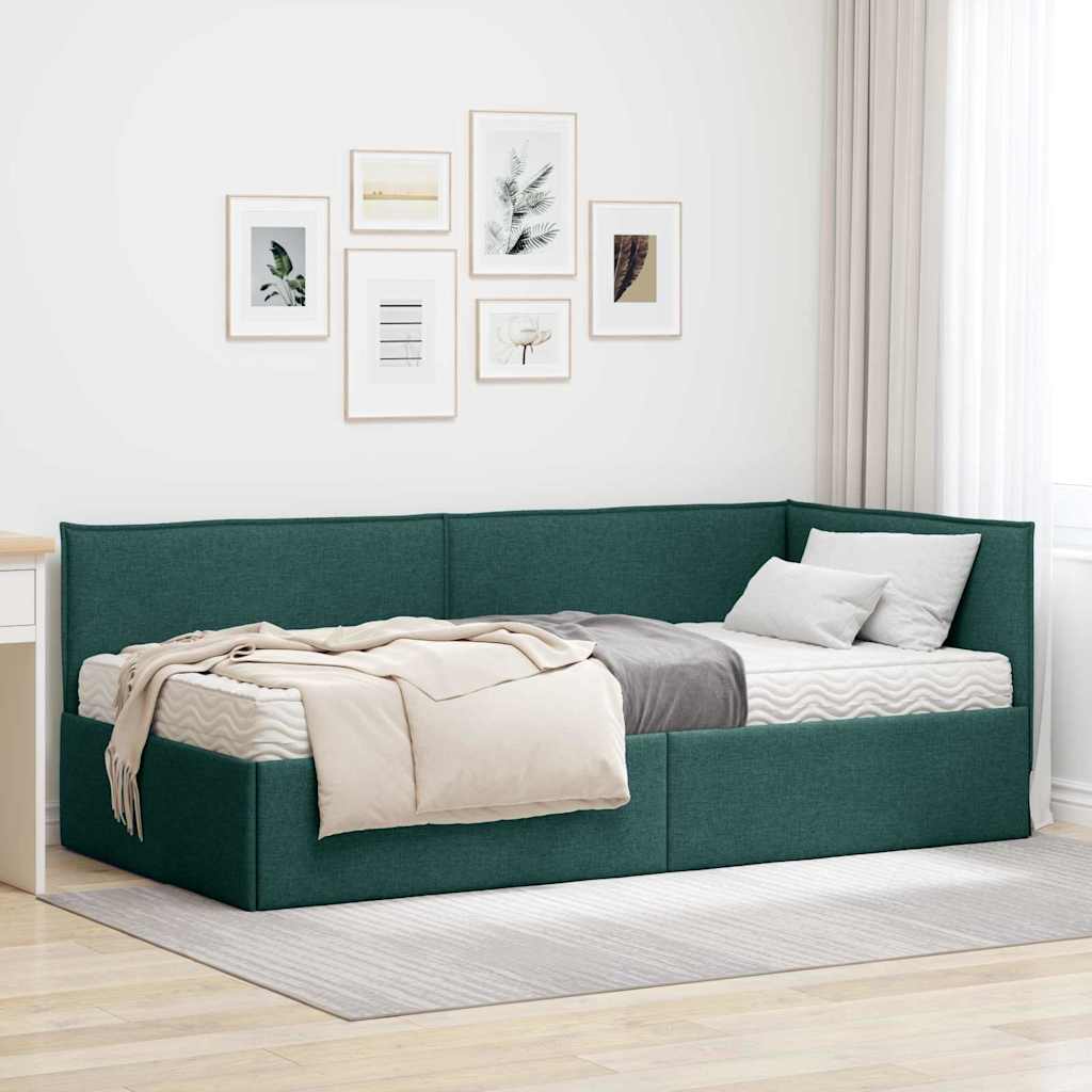 vidaXL Hoekbedframe met Matras met hoofdeinde 2 pcs Lichtgrijs Fluweel