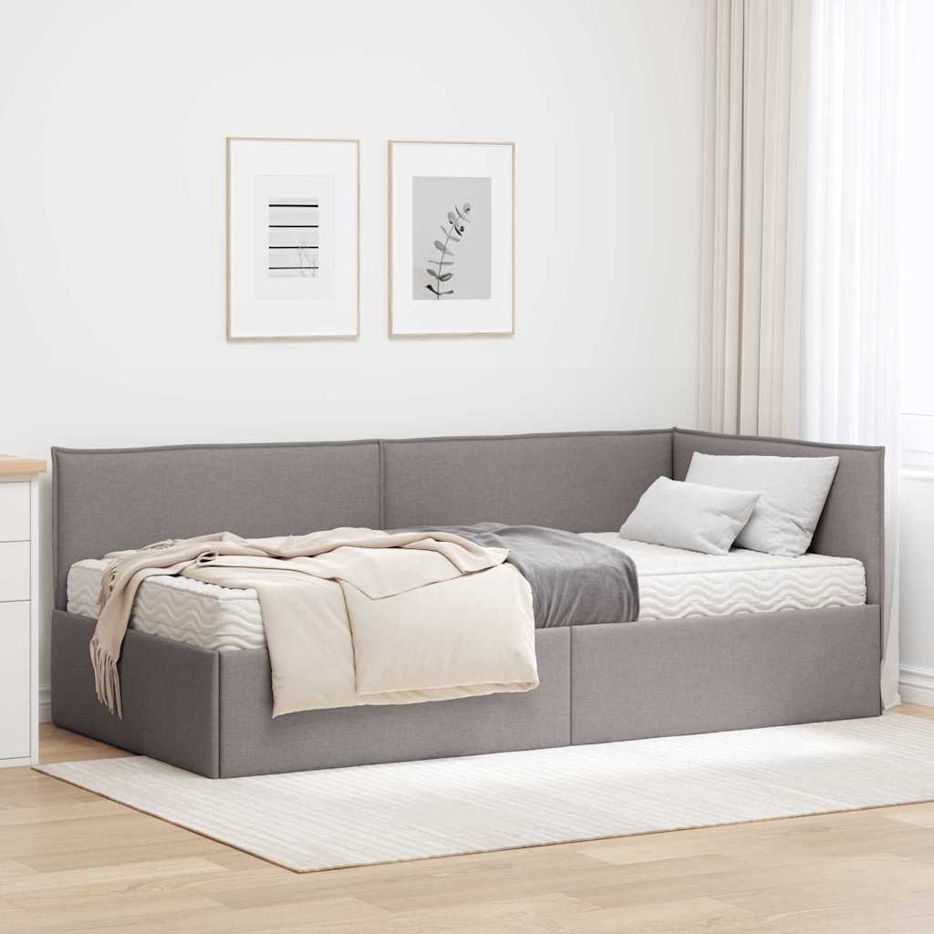 vidaXL Hoekbedframe met Matras met hoofdeinde 2 pcs Lichtgrijs Fluweel