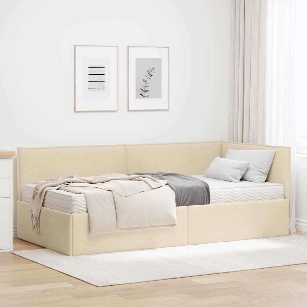 vidaXL Hoekbedframe met Matras met hoofdeinde 2 pcs Lichtgrijs Fluweel