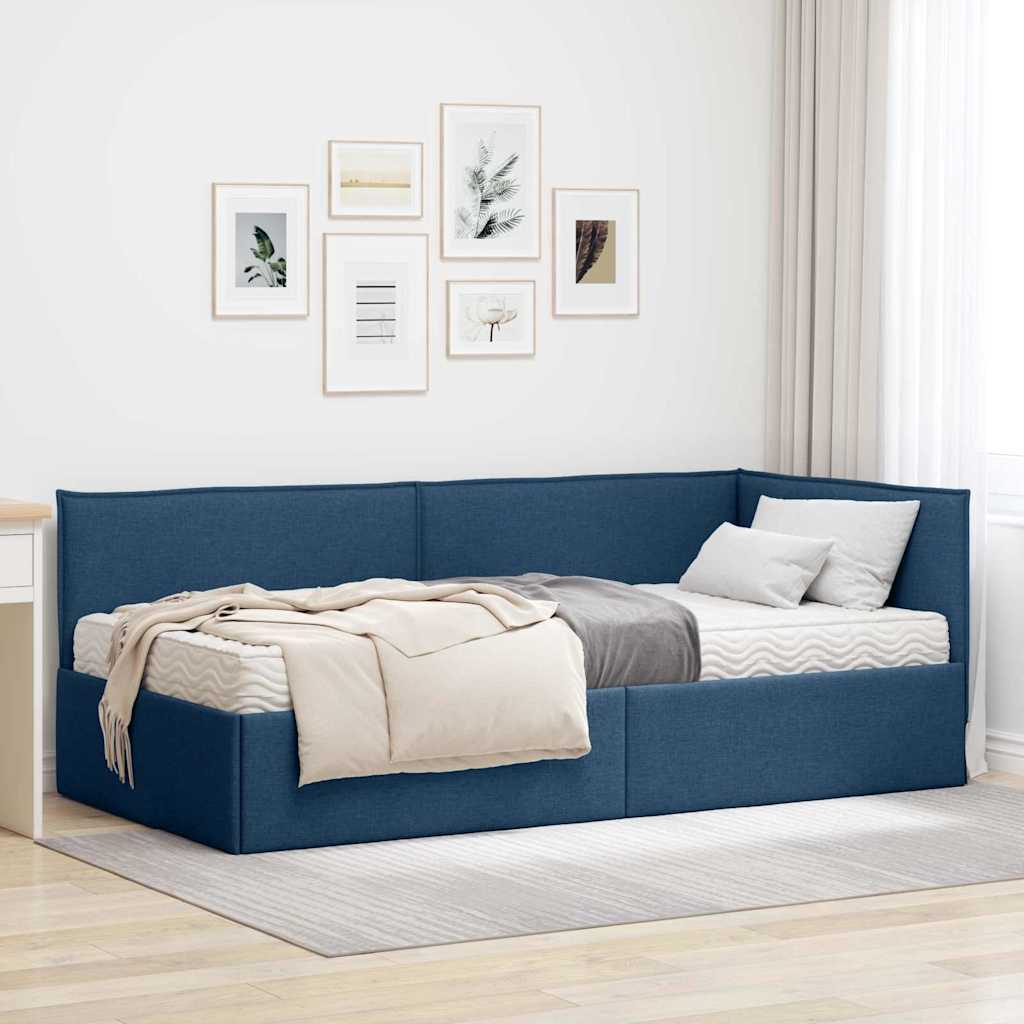 vidaXL Hoekbedframe met Matras met hoofdeinde 2 pcs Lichtgrijs Fluweel