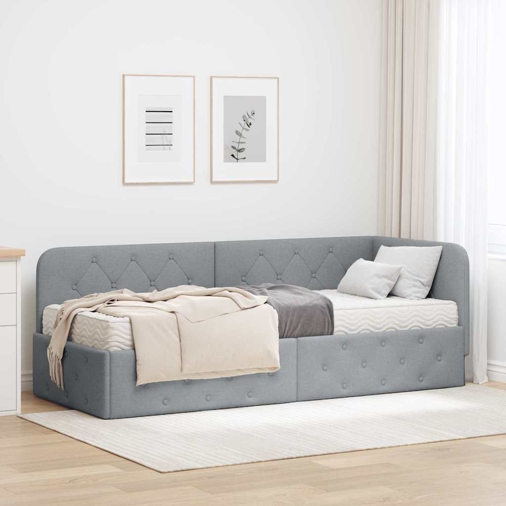 vidaXL Hoekbedframe met matras Donkergrijs 80 x 200 cm Stof