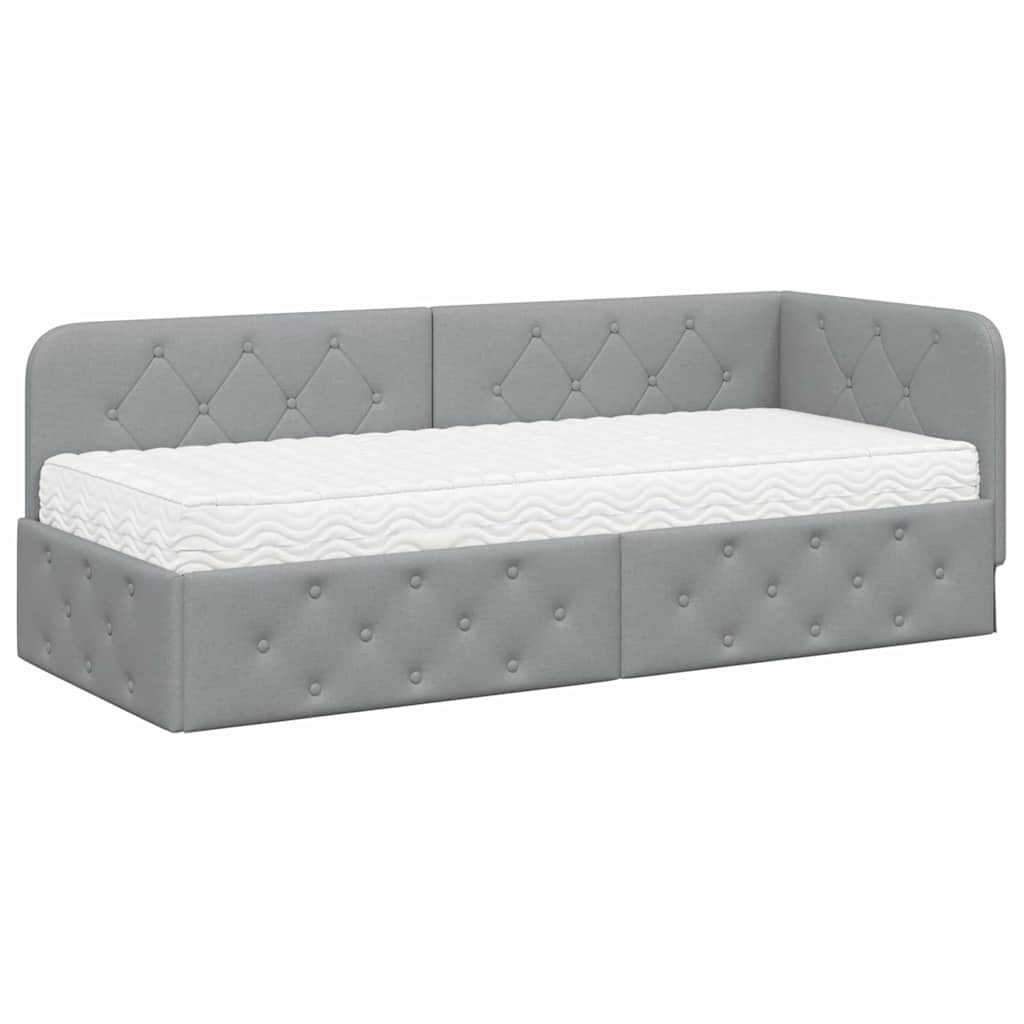 vidaXL Hoekbedframe met matras Donkergrijs 80 x 200 cm Stof