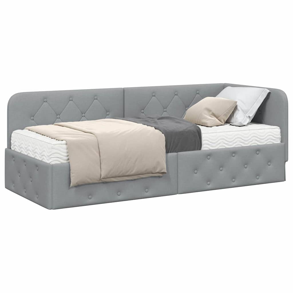 vidaXL Hoekbedframe met matras Donkergrijs 80 x 200 cm Stof