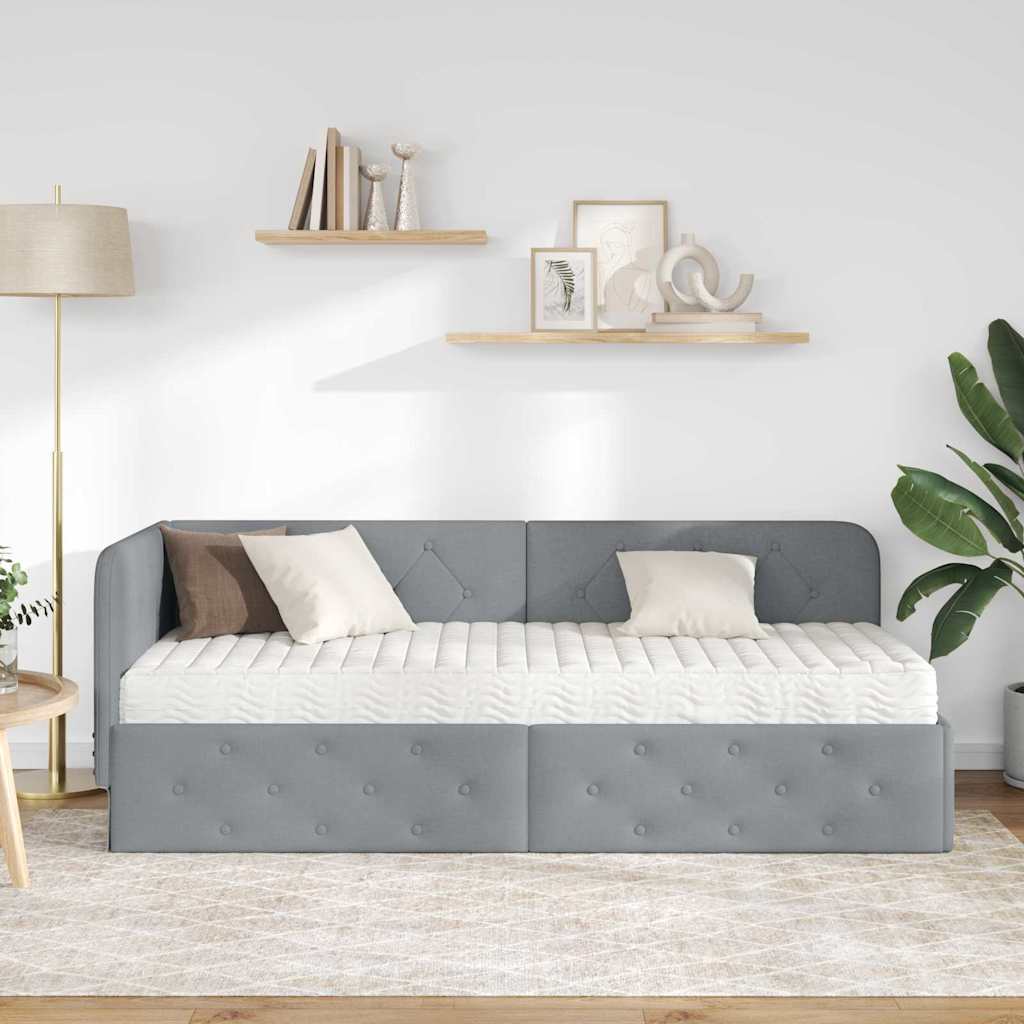vidaXL Hoekbedframe met matras Donkergrijs 80 x 200 cm Stof
