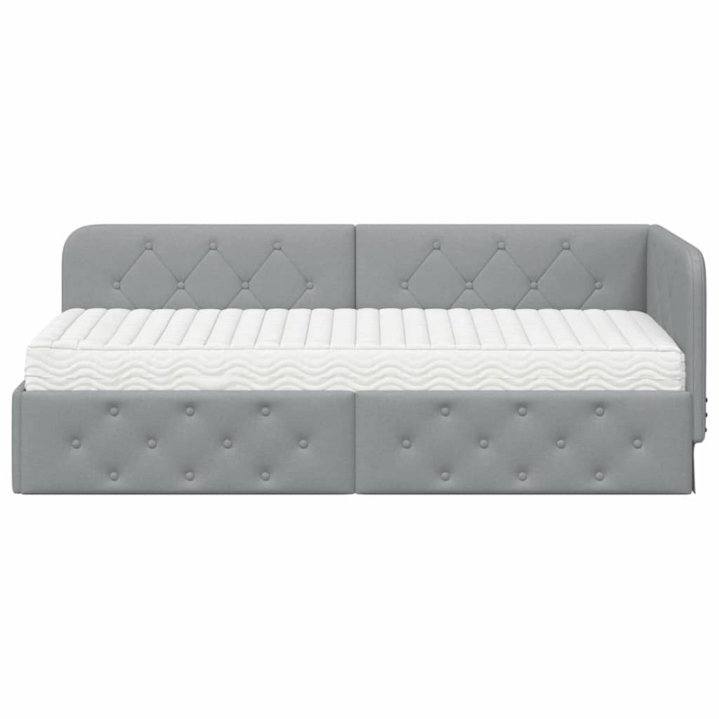 vidaXL Hoekbedframe met matras Donkergrijs 80 x 200 cm Stof