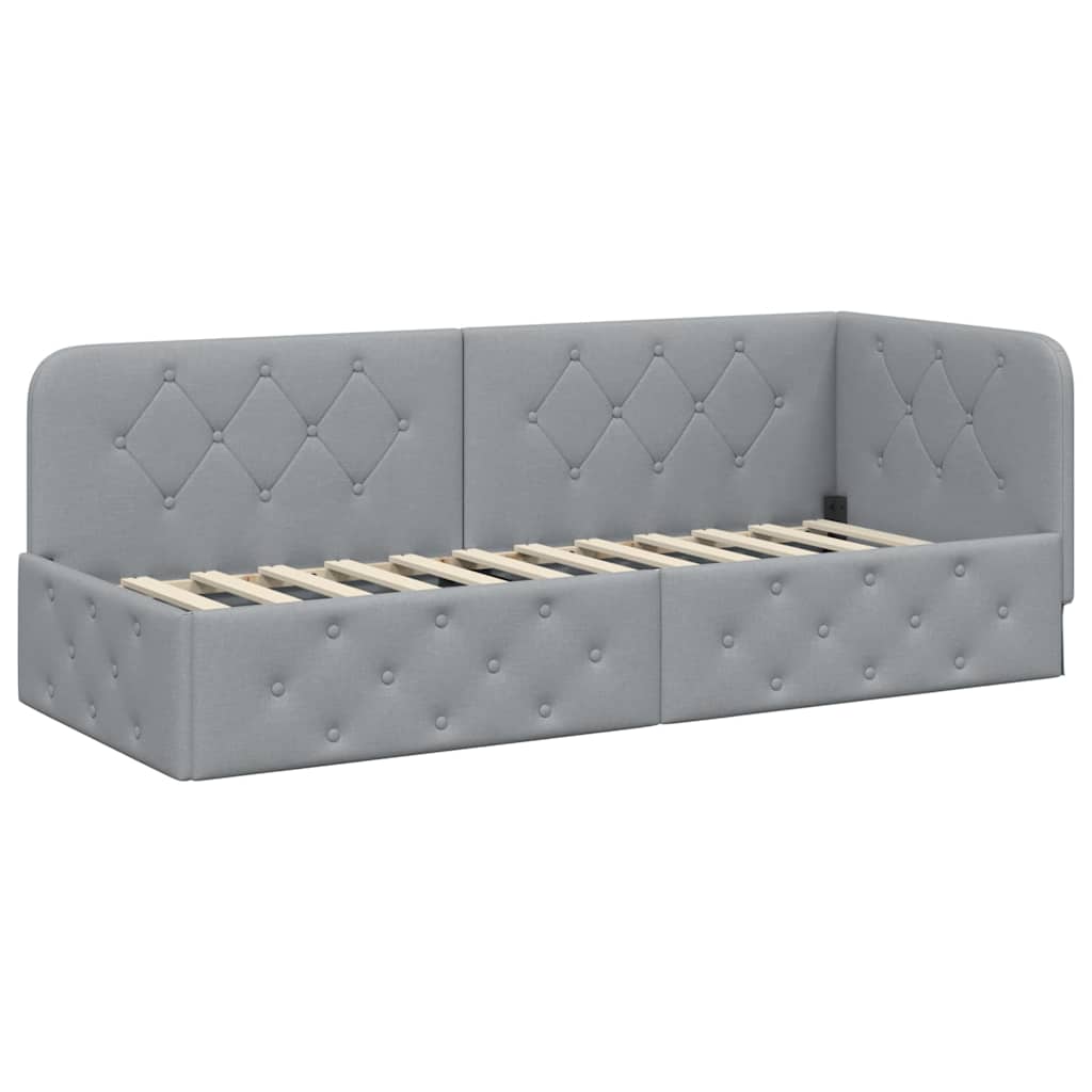 vidaXL Hoekbedframe met matras Donkergrijs 80 x 200 cm Stof